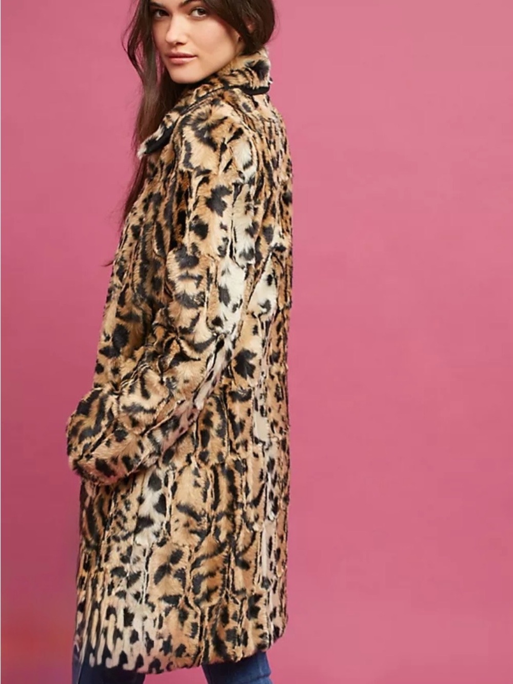 Matison Stone Anthropologie Faux Fur Coat Jacket Size S
